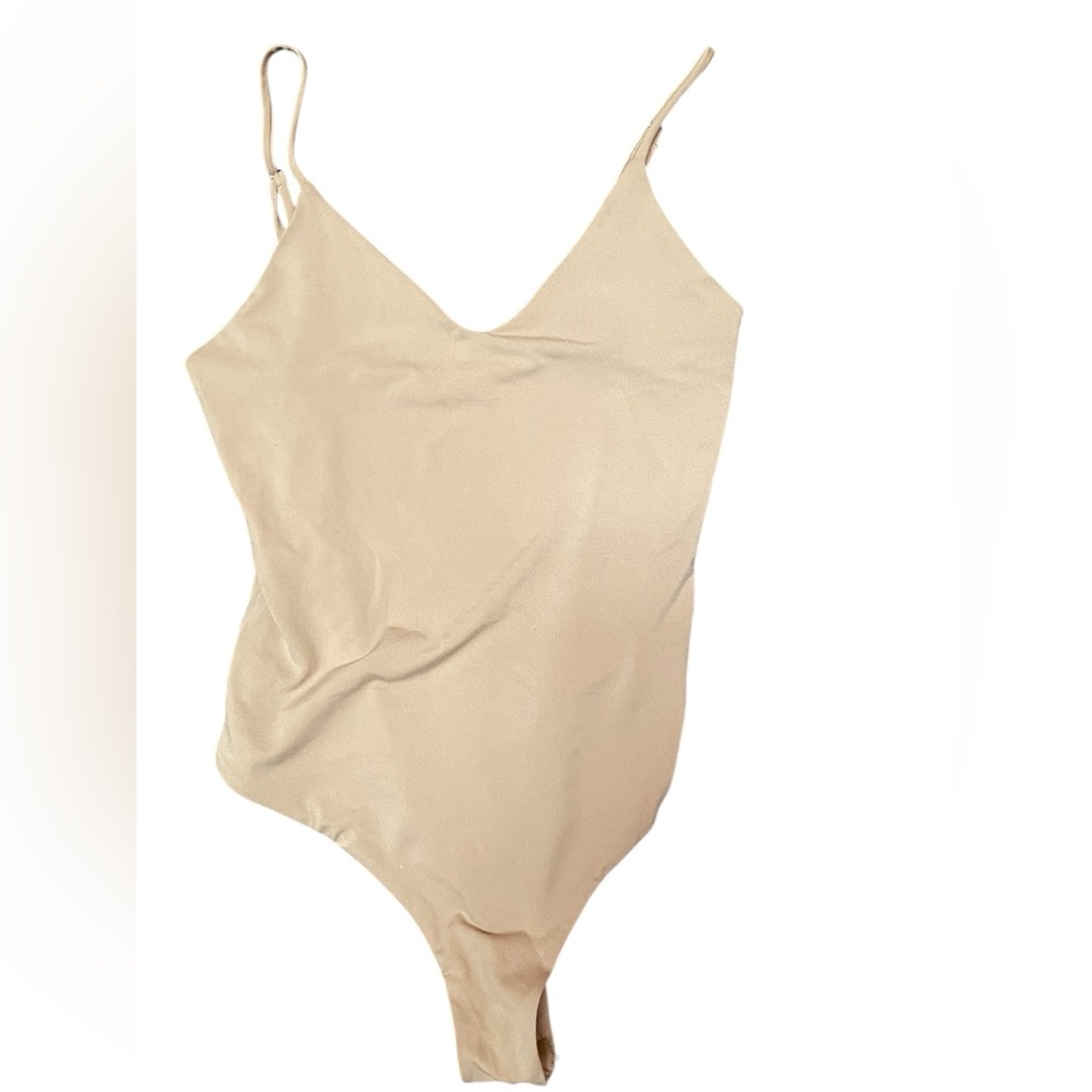 Mind Code Nude V Neck Thing Bodysuit, small